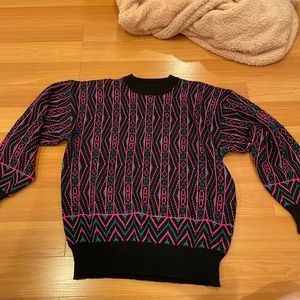 Black pink and blue vintage sweater